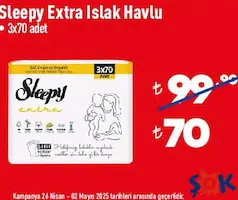 SLEEPY EXTRA ISLAK HAVLU 3X70 ADET
